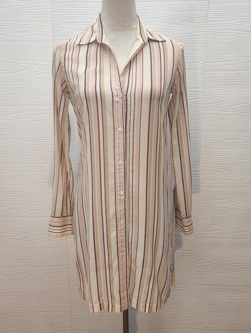 Theory Women's Size 2 100% Cotton Striped Button Front Tunic Shirt Blouse